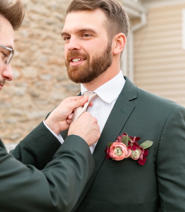 Model wearing a tuxedo