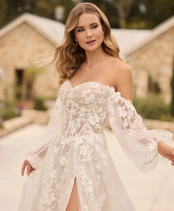 Model wearing an Sophia Tolli gown